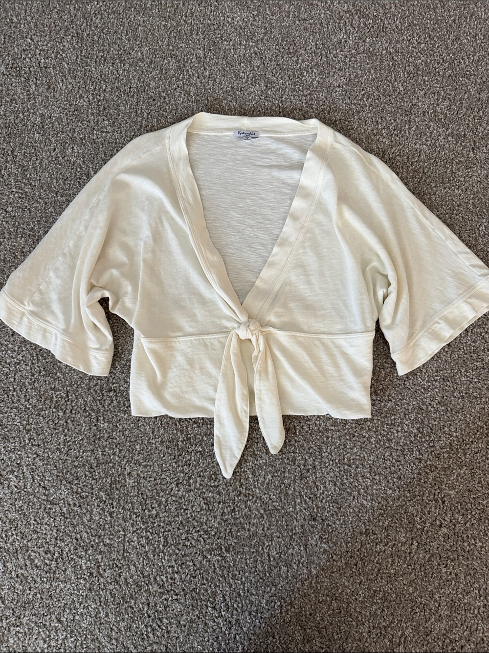 Splendid Cream Tie-Front Crop Top